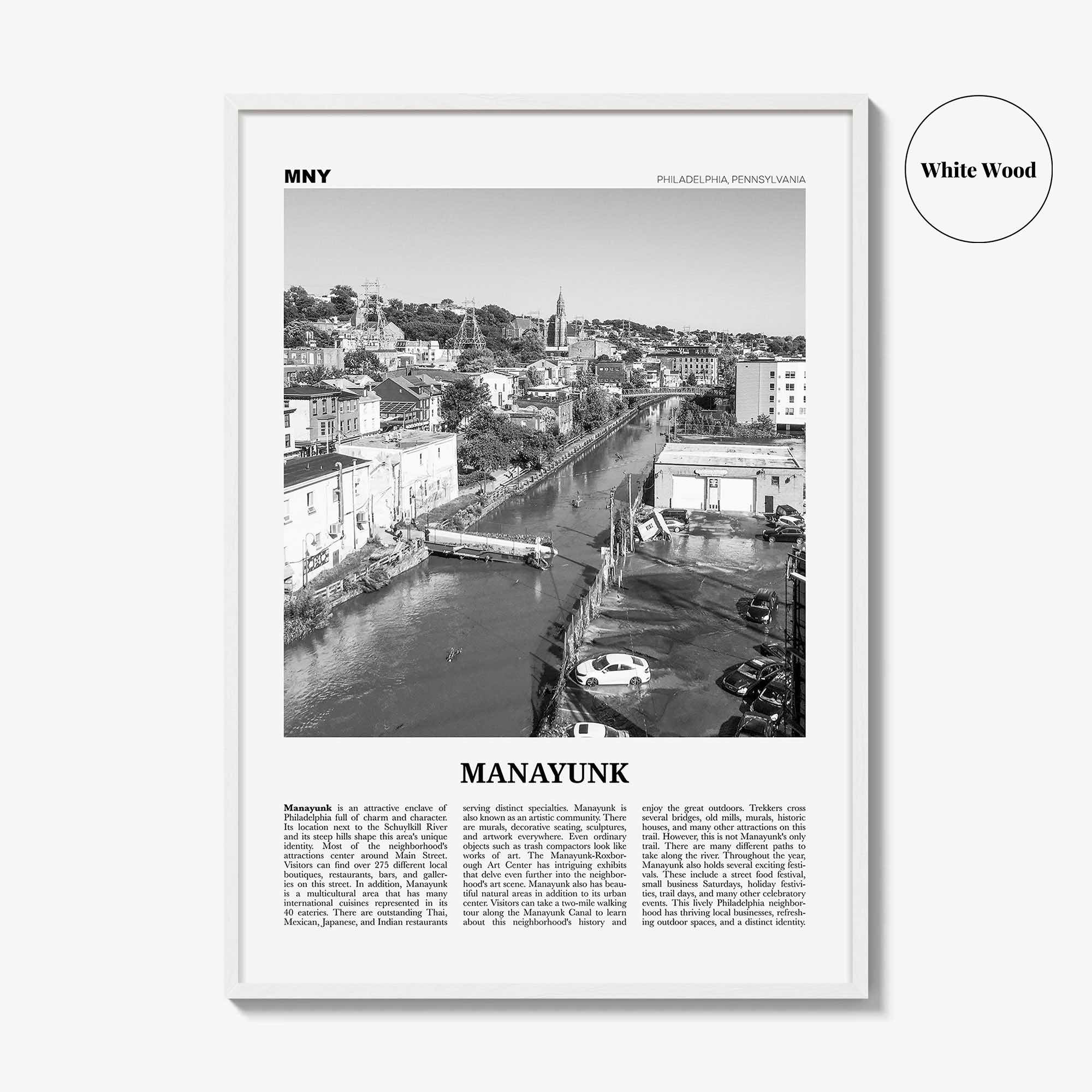 Manayunk Print Black and White, Manayunk Wall Art, Manayunk Poster, Manayunk Photo, Manayunk Map, Manayunk Decor, Philadelphia, Pennsylvania