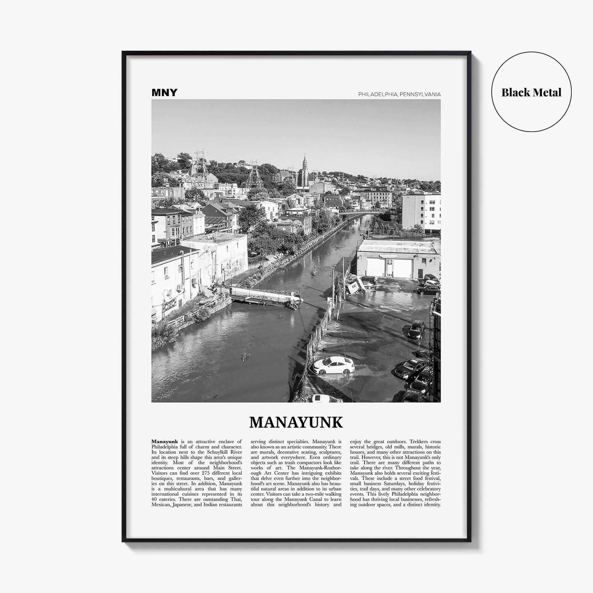 Manayunk Print Black and White, Manayunk Wall Art, Manayunk Poster, Manayunk Photo, Manayunk Map, Manayunk Decor, Philadelphia, Pennsylvania
