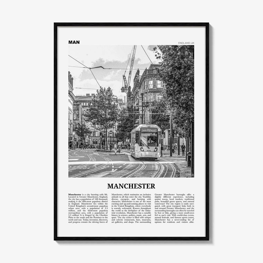 Manchester Print Black and White England No 1, Manchester Wall Art, Manchester Poster, Manchester Photo, UK, United Kingdom