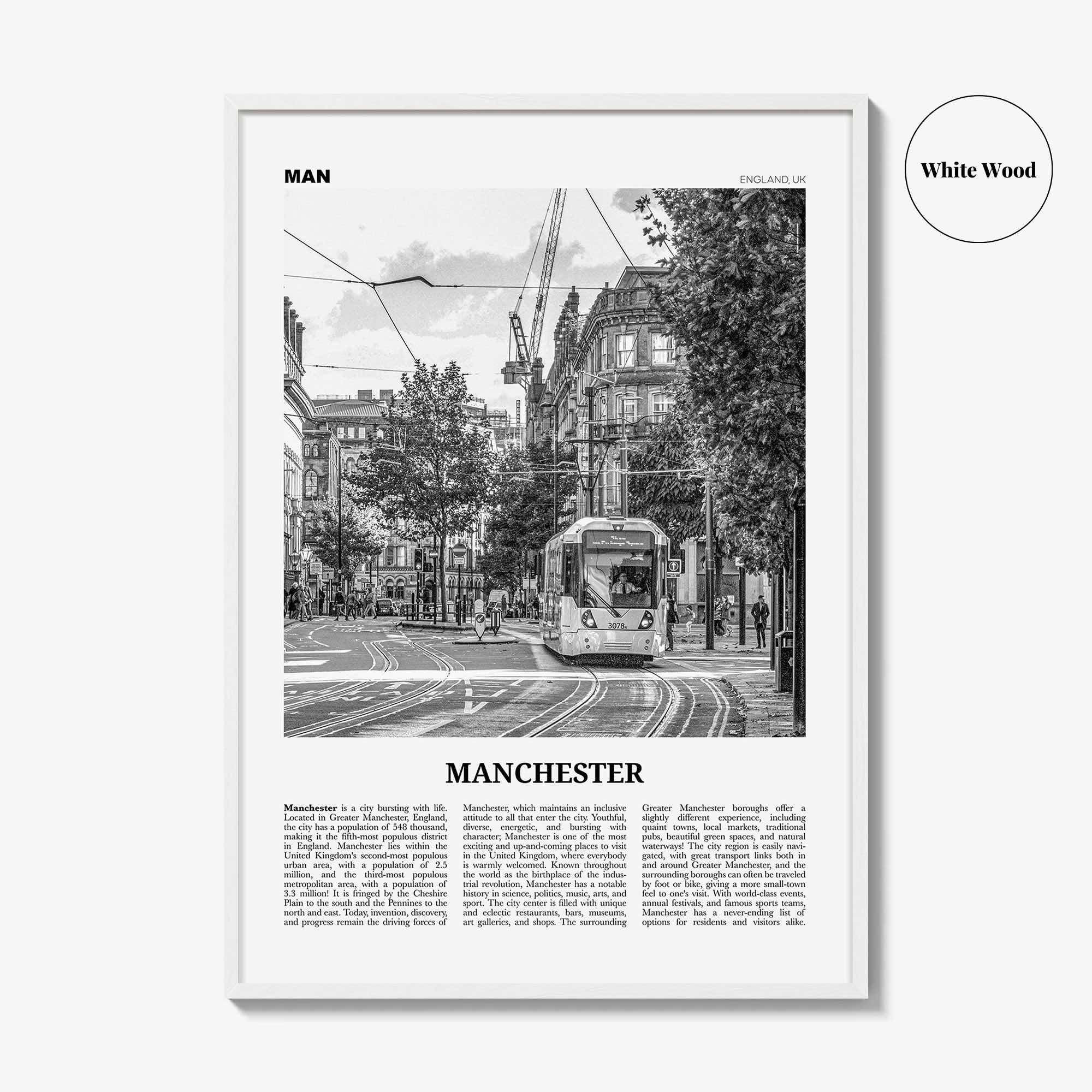 Manchester Print Black and White England No 1, Manchester Wall Art, Manchester Poster, Manchester Photo, UK, United Kingdom