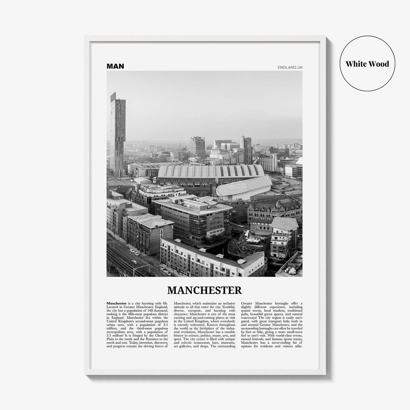 Manchester Print Black and White England No 2, Manchester Wall Art, Manchester Poster, Manchester Photo, UK, United Kingdom