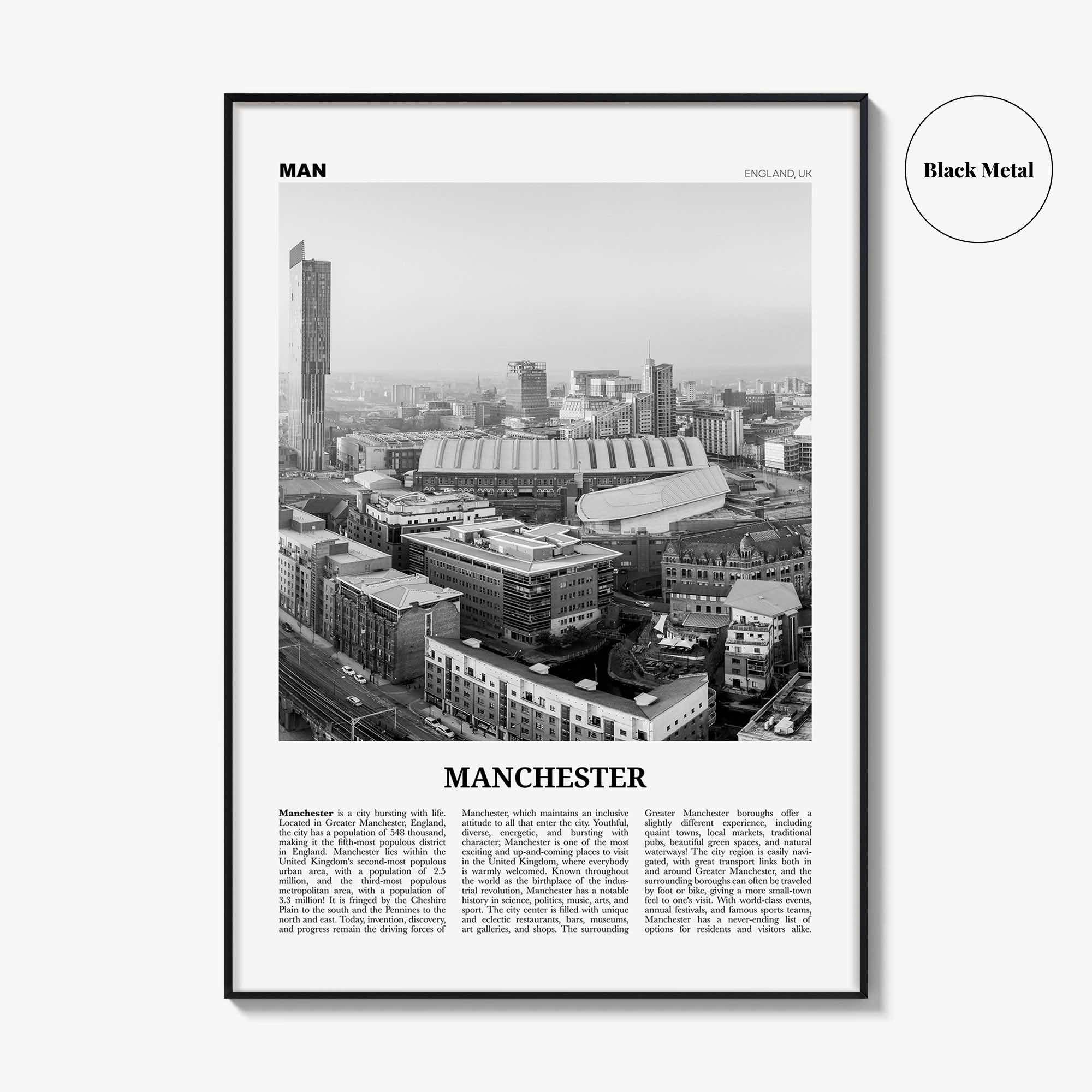 Manchester Print Black and White England No 2, Manchester Wall Art, Manchester Poster, Manchester Photo, UK, United Kingdom