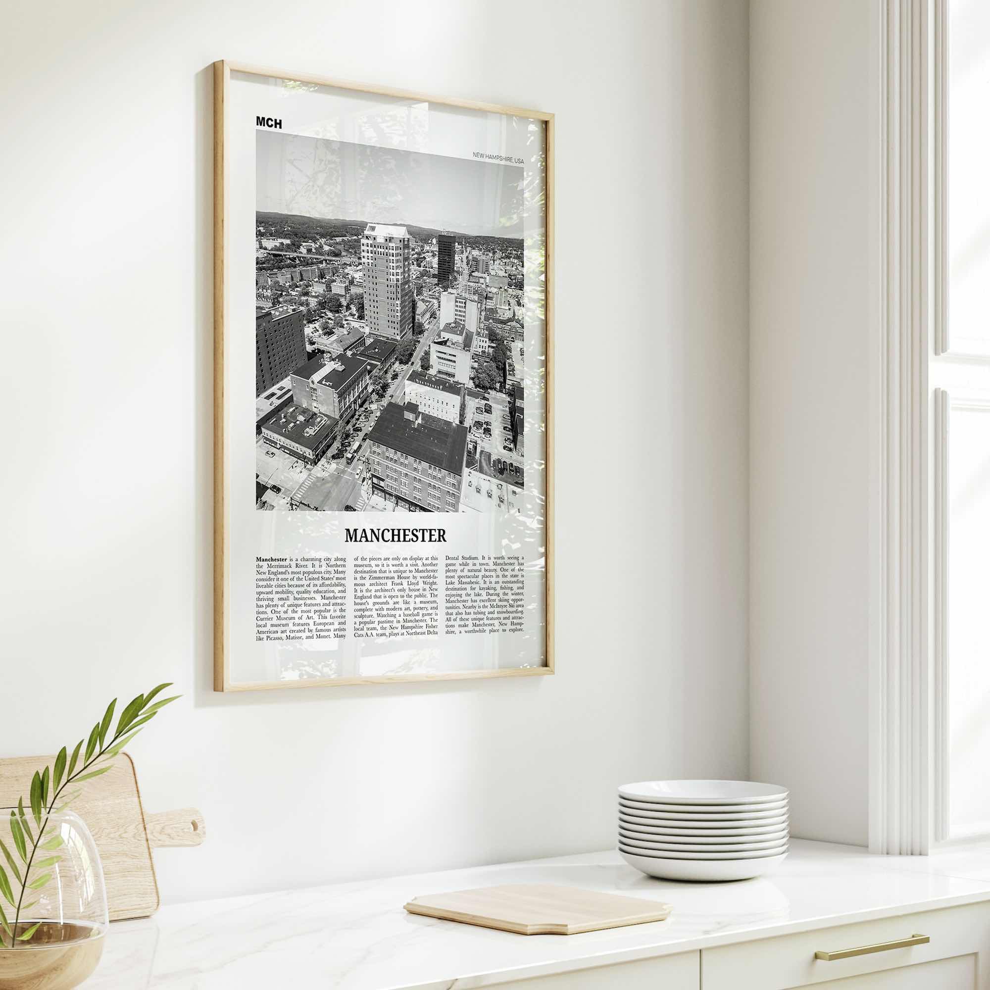 Manchester Print Black and White New Hampshire, Manchester Wall Art, Manchester Poster, Manchester Photo, USA, United States