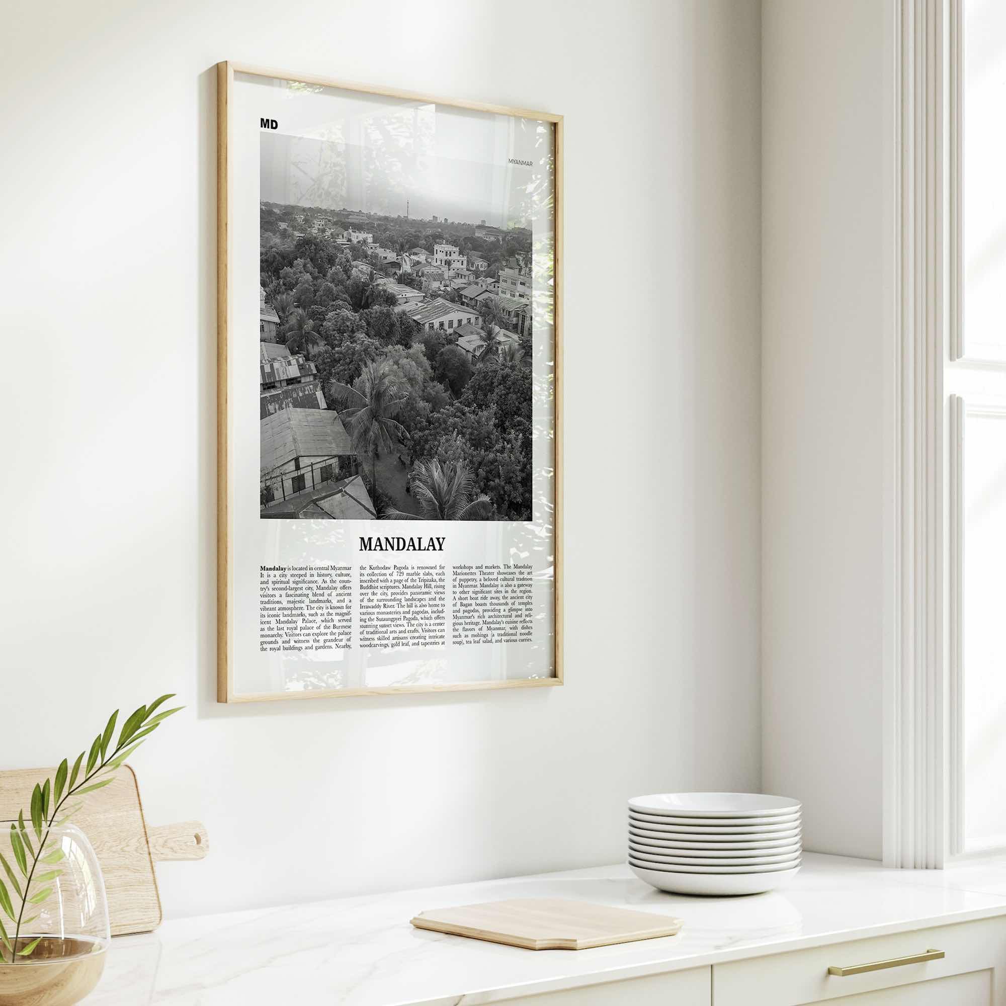 Mandalay Print Black and White, Mandalay Wall Art, Mandalay Poster, Mandalay Photo, Mandalay Wall Décor, Mandalay Map, Myanmar, Burma
