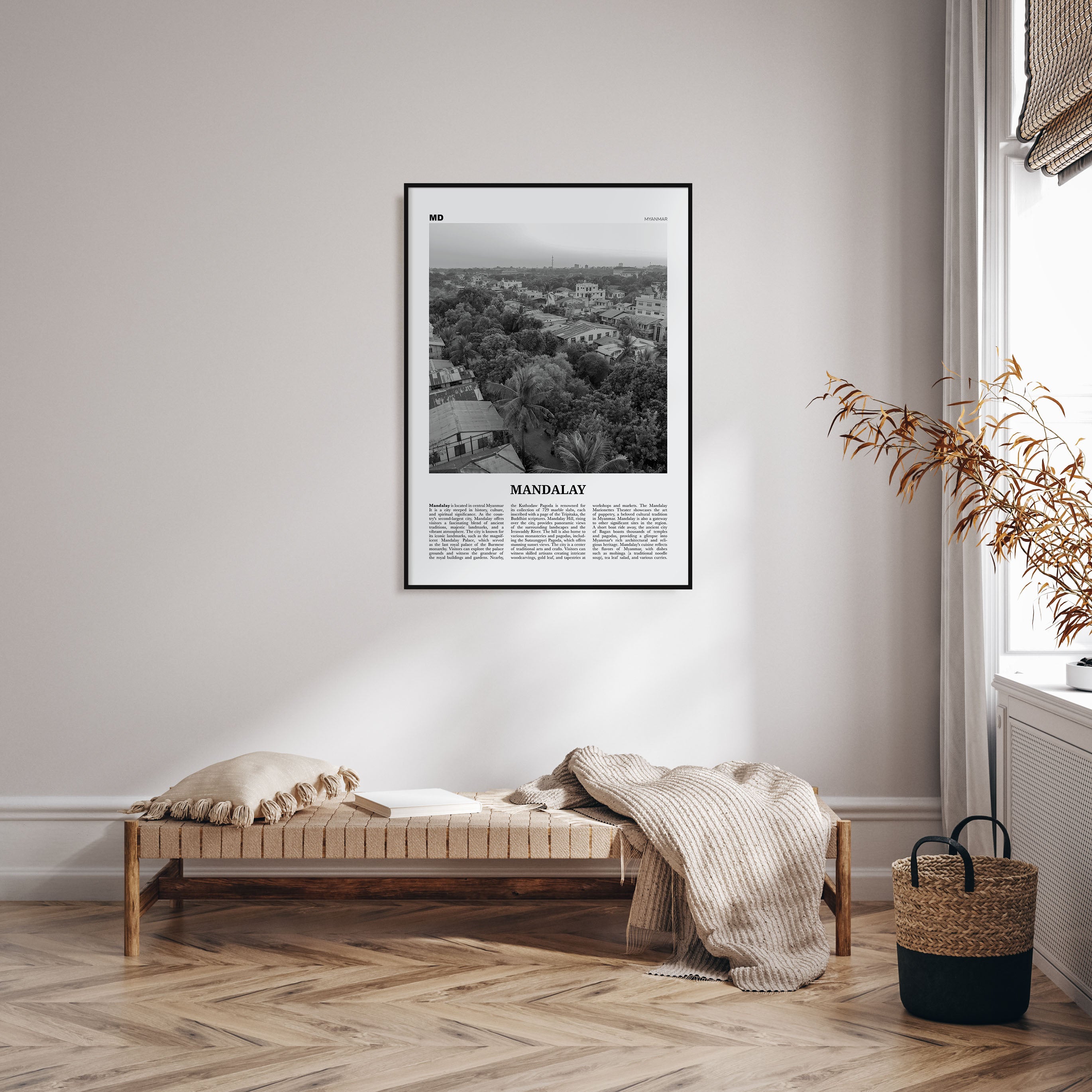 Mandalay Travel B&W Poster