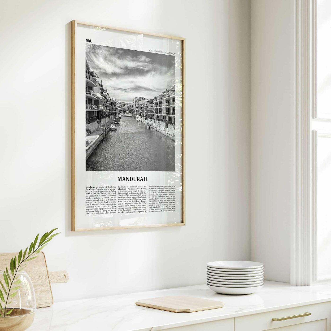 Mandurah Print Black and White, Mandurah Wall Art, Mandurah Poster, Mandurah Photo, Mandurah Wall Décor, Mandurah Map, Australia