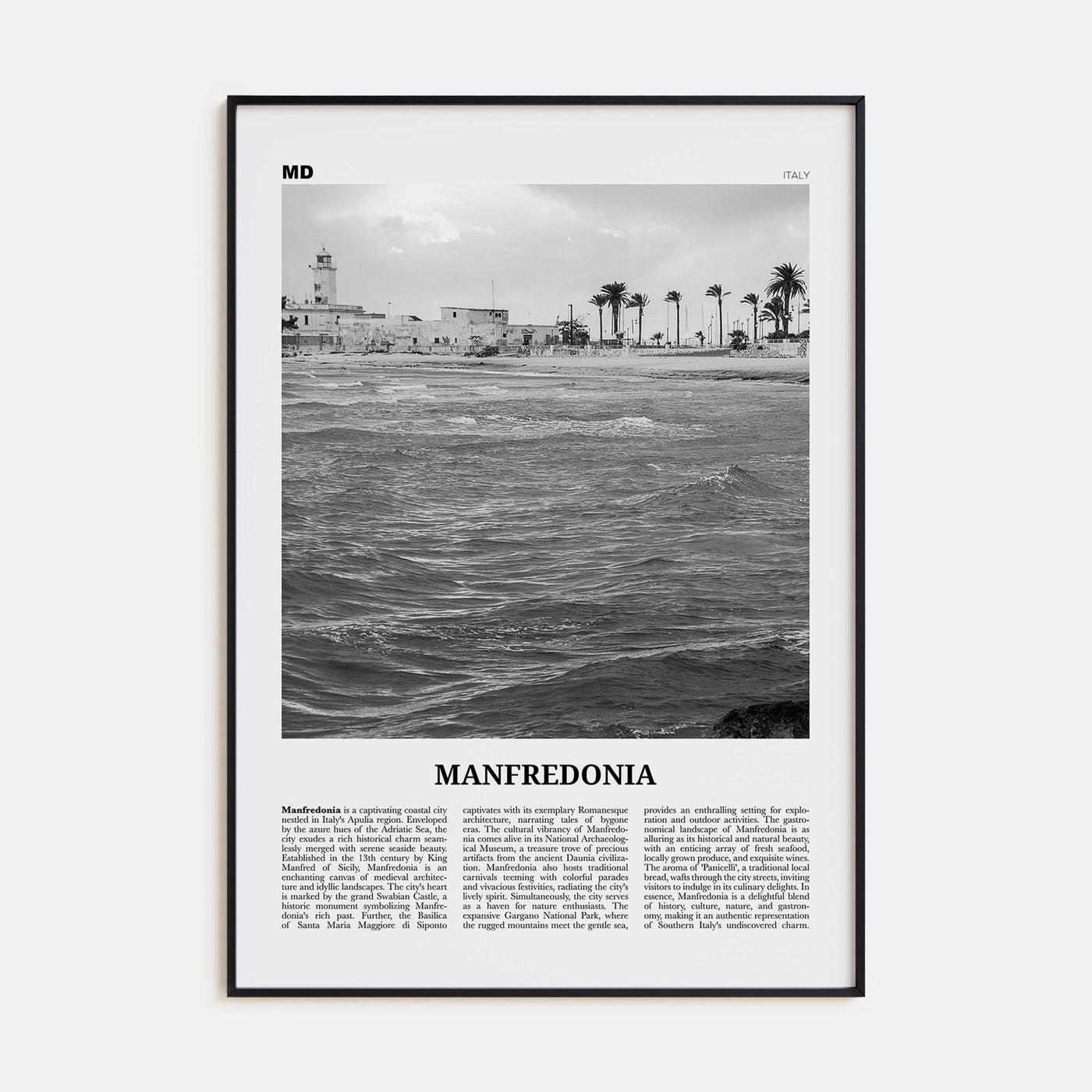 Manfredonia Travel B&W Poster