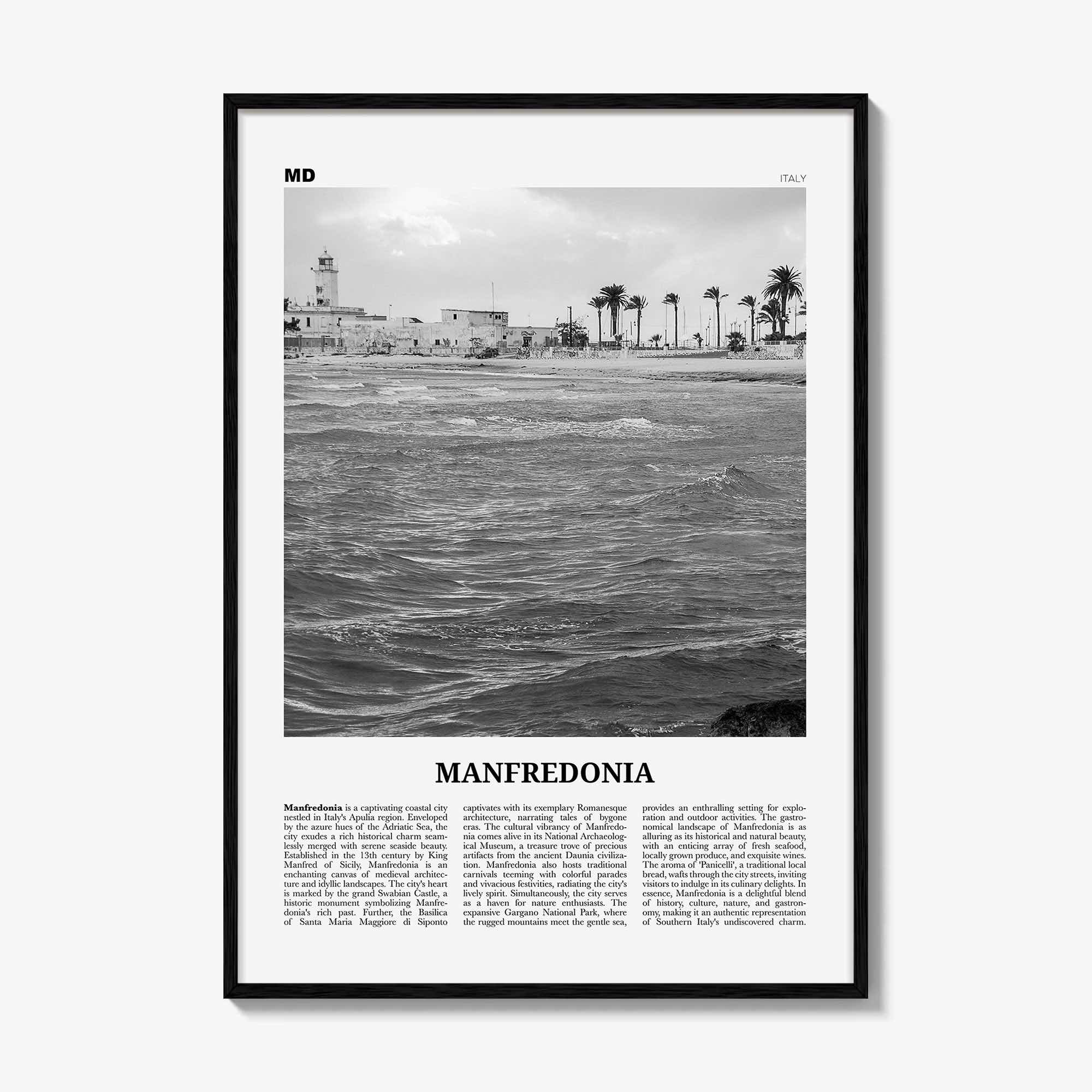 Manfredonia Print Black and White, Manfredonia Wall Art, Manfredonia Poster, Manfredonia Photo, Manfredonia Wall Décor, Manfredonia, Italy
