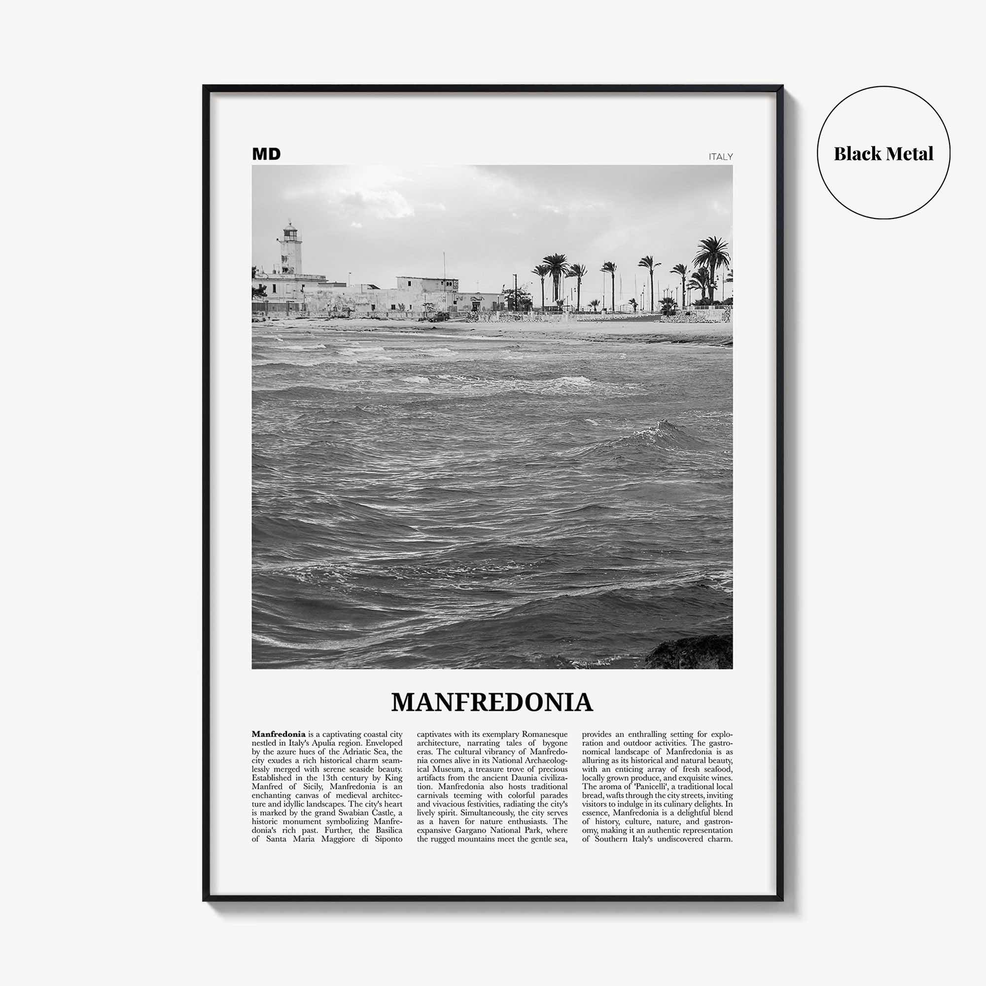 Manfredonia Print Black and White, Manfredonia Wall Art, Manfredonia Poster, Manfredonia Photo, Manfredonia Wall Décor, Manfredonia, Italy
