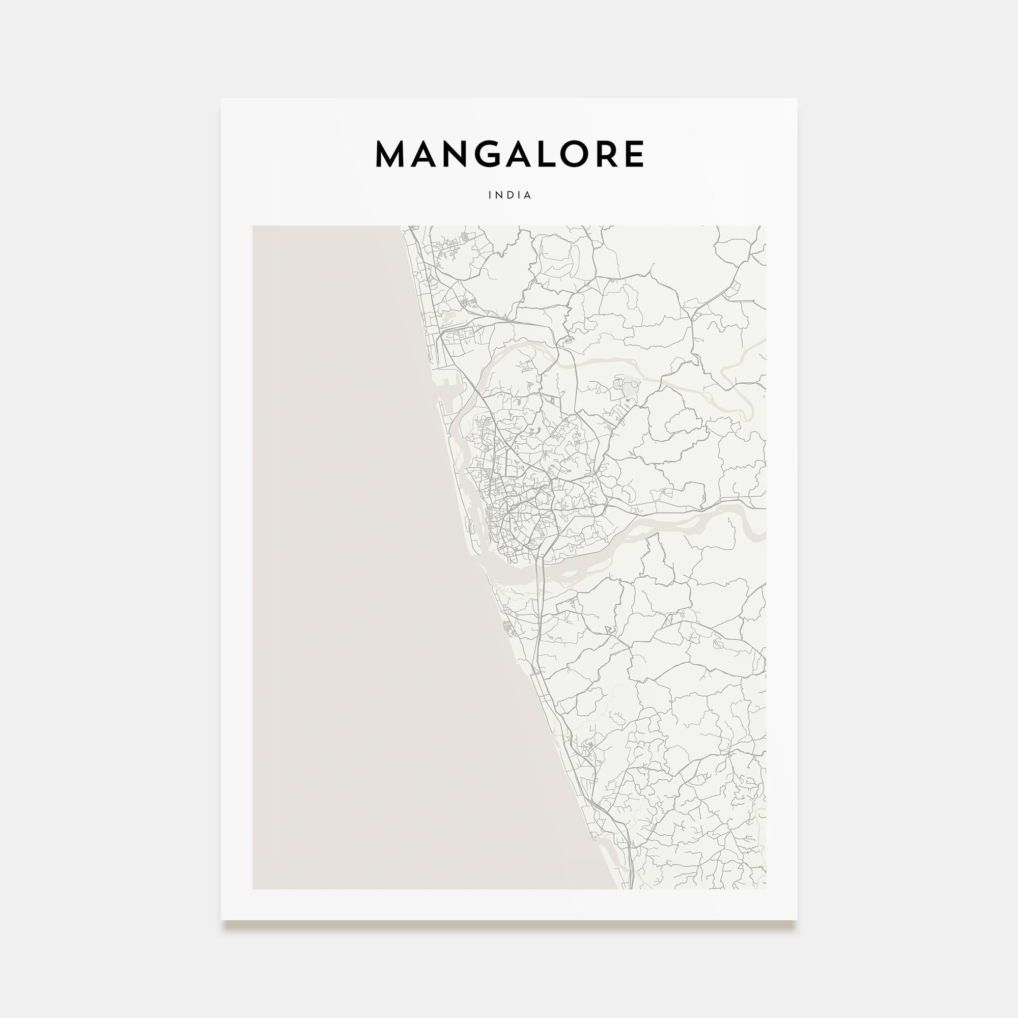 Mangalore Map Portrait Poster