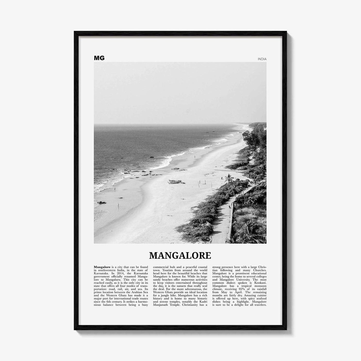 Mangalore Print Black and White, Mangalore Wall Art, Mangalore Poster, Mangalore Photo, Mangalore Wall Décor, India