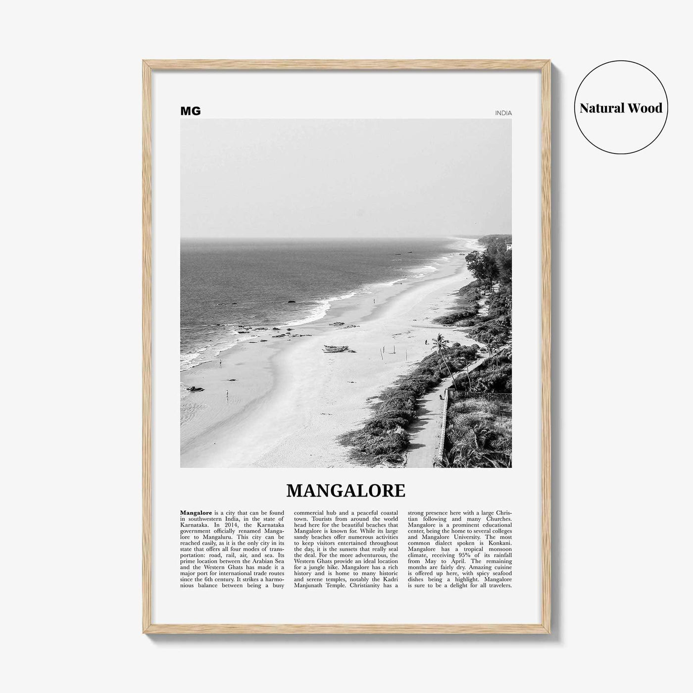 Mangalore Print Black and White, Mangalore Wall Art, Mangalore Poster, Mangalore Photo, Mangalore Wall Décor, India