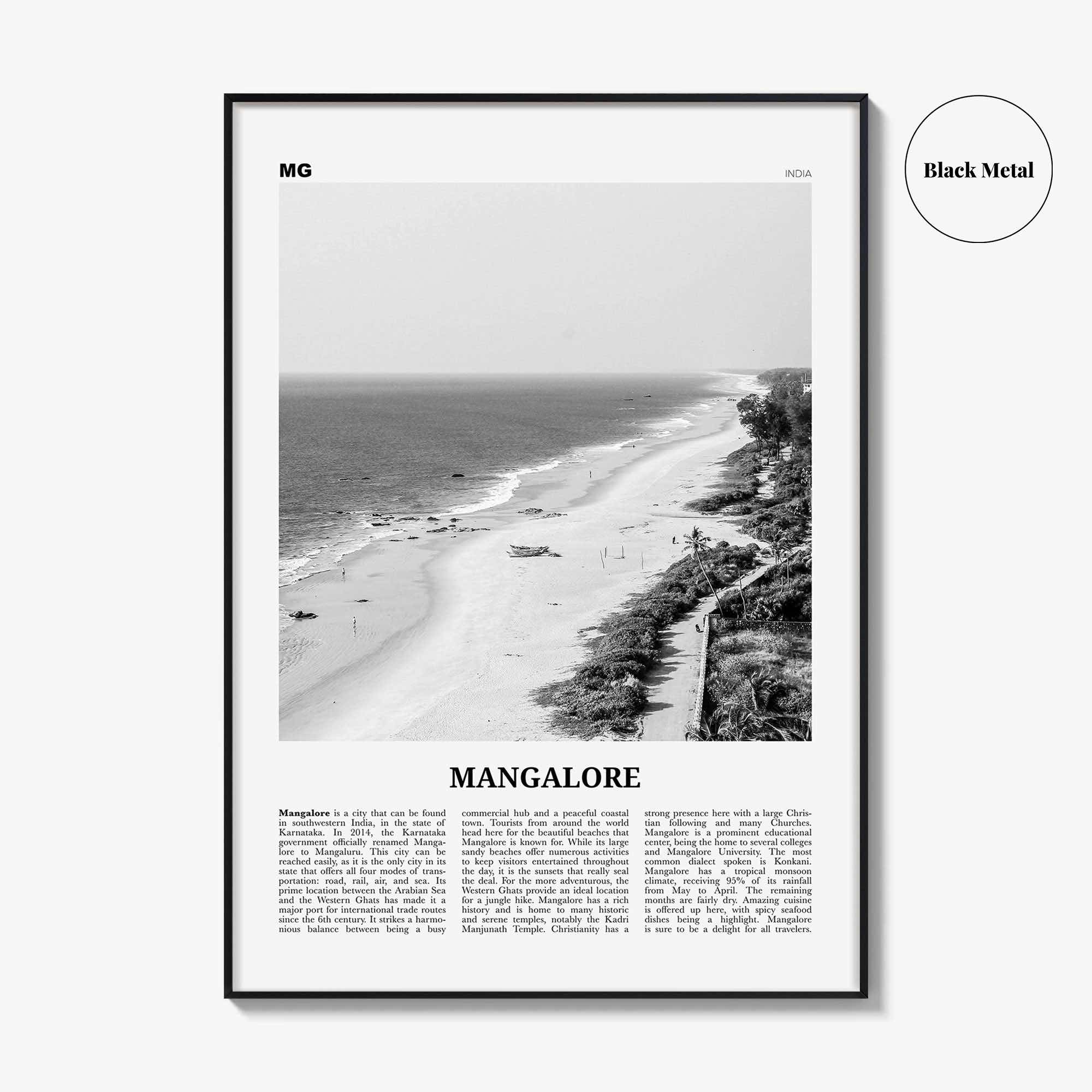 Mangalore Print Black and White, Mangalore Wall Art, Mangalore Poster, Mangalore Photo, Mangalore Wall Décor, India