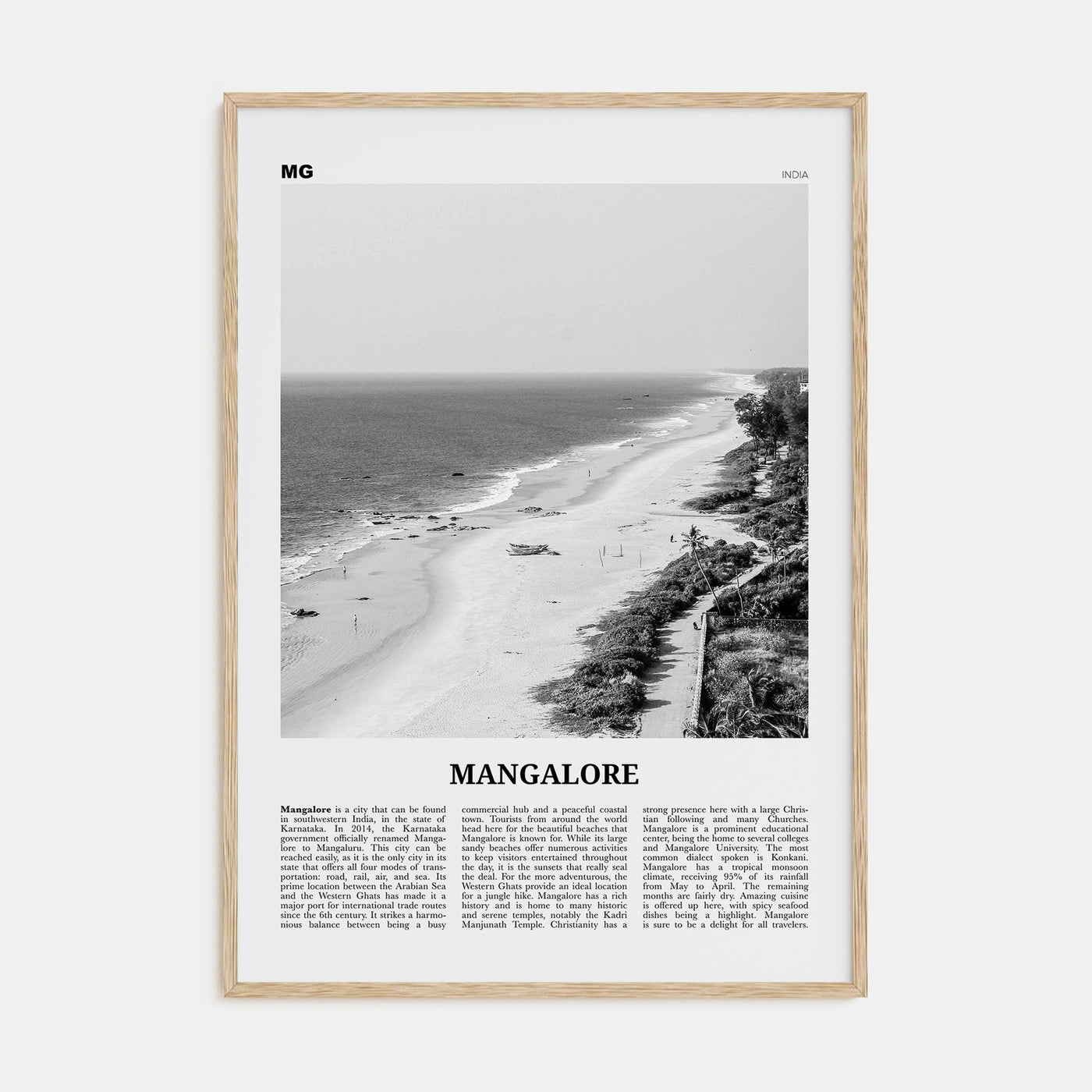Mangalore Travel B&W Poster