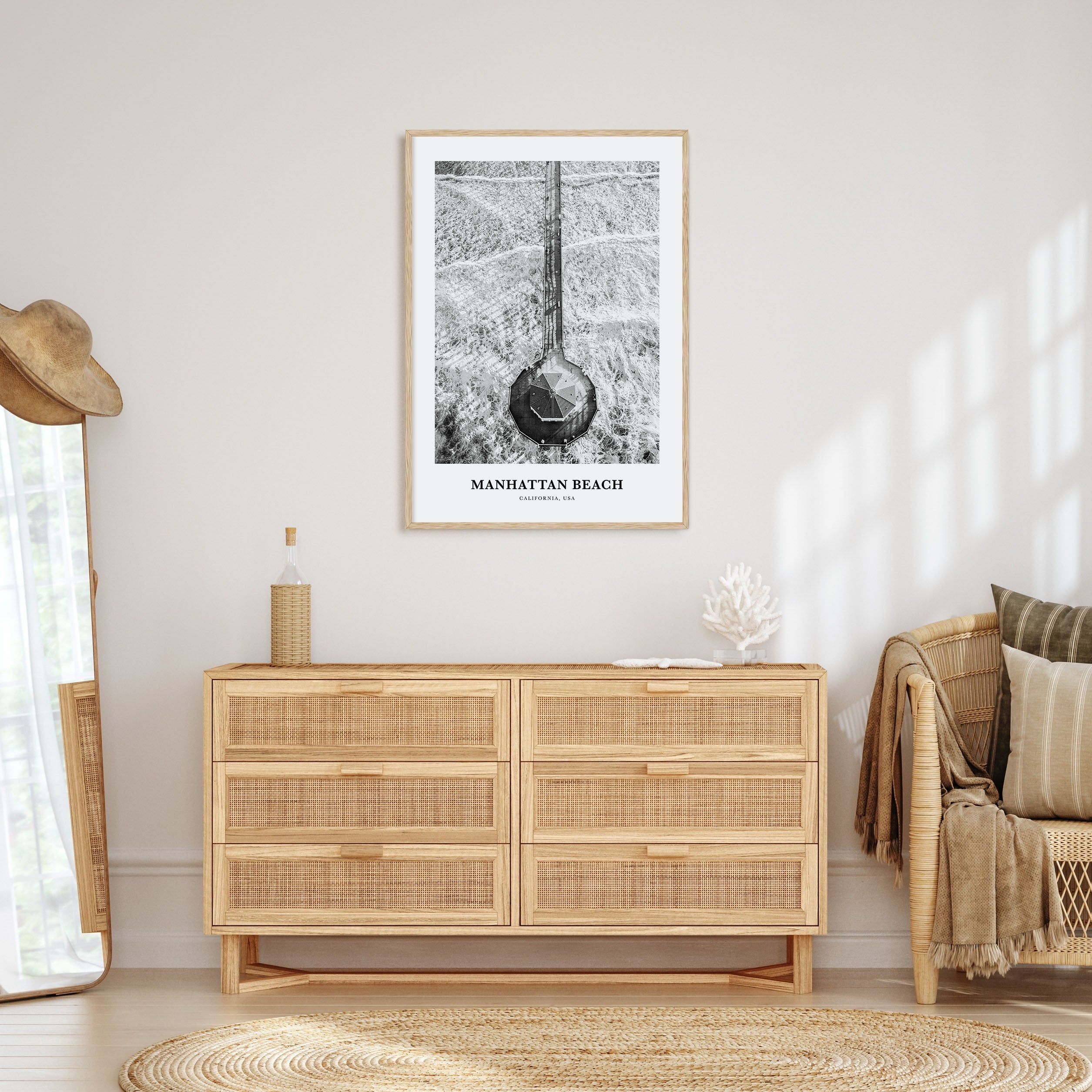 Manhattan Beach Portrait B&W Poster