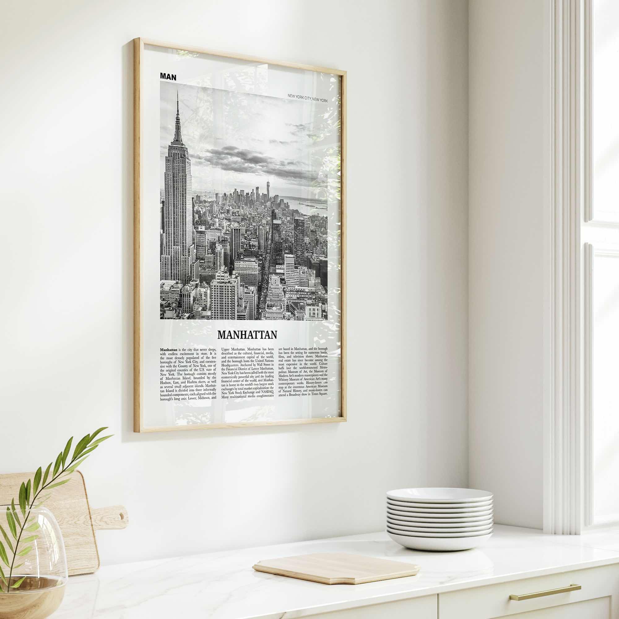 Manhattan Print Black and White, Manhattan Wall Art, Manhattan Poster, Manhattan Photo, New York, USA, United States, North America