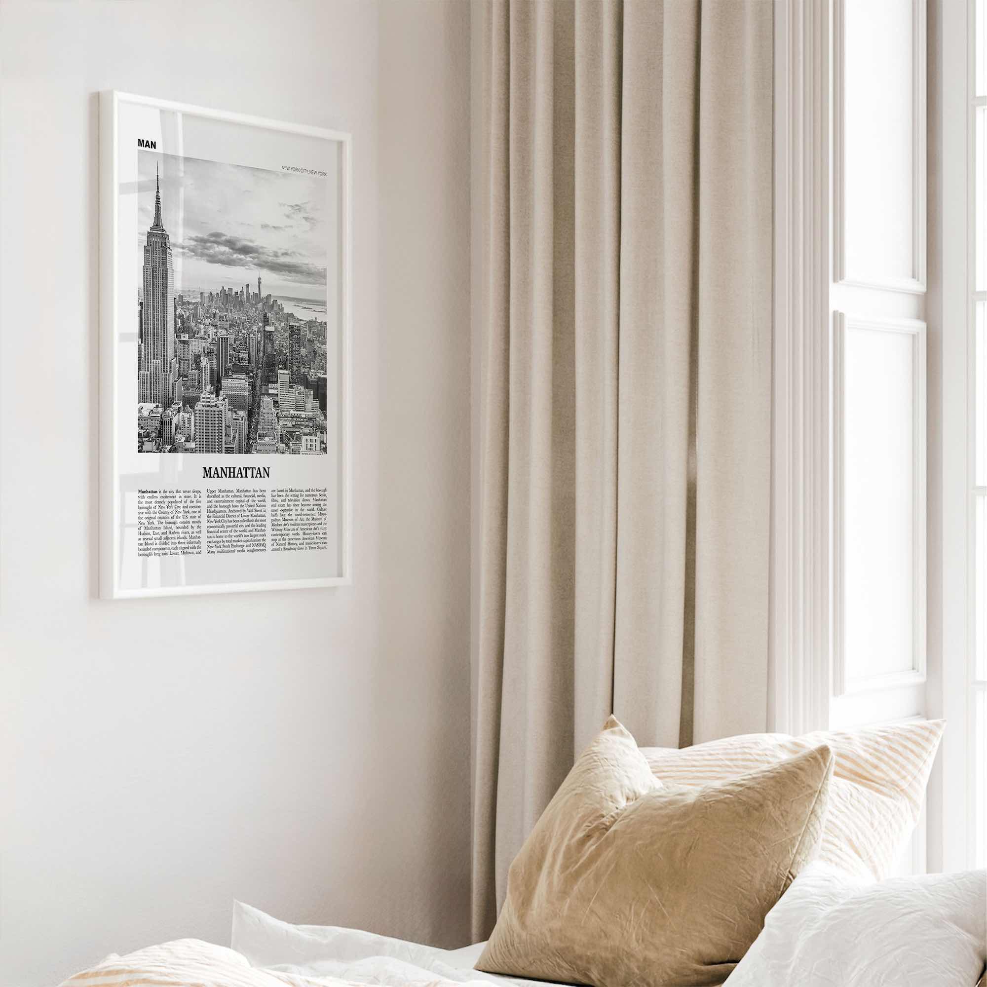 Manhattan Print Black and White, Manhattan Wall Art, Manhattan Poster, Manhattan Photo, New York, USA, United States, North America