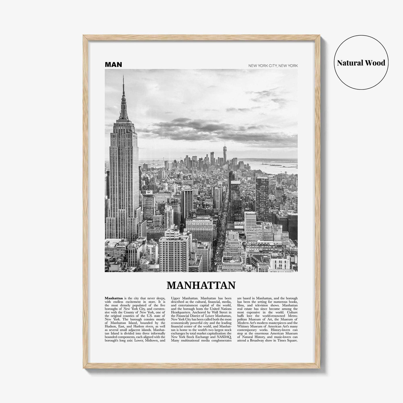 Manhattan Print Black and White, Manhattan Wall Art, Manhattan Poster, Manhattan Photo, New York, USA, United States, North America