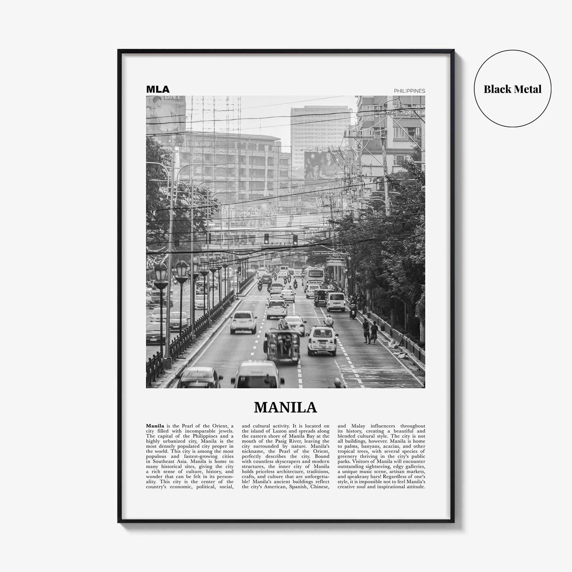 Manila Print Black and White No 1, Manila Wall Art, Manila Poster, Manila Photo, Manila Wall Decor, Philippines, Lungsod ng Maynilà, Asia