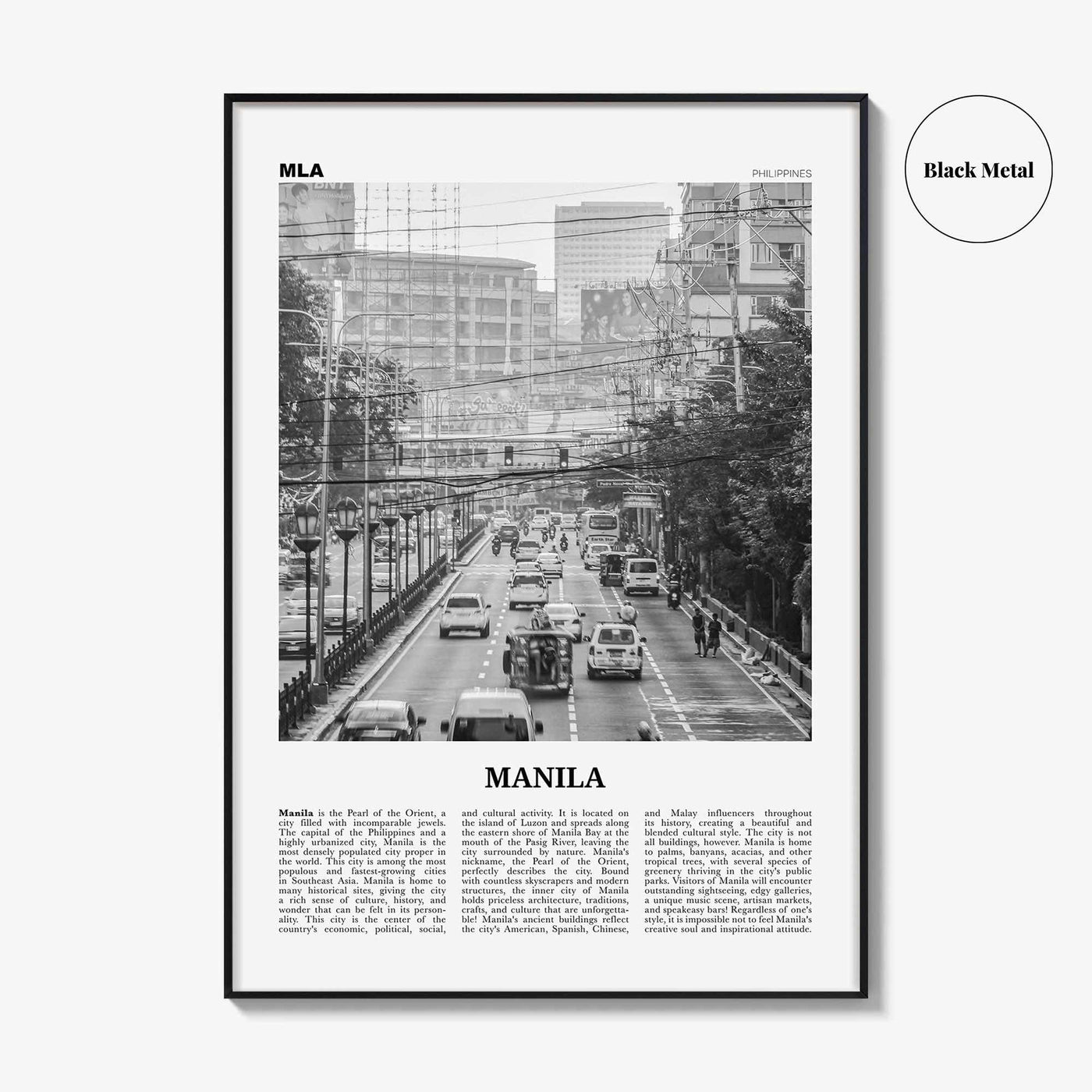 Manila Print Black and White No 1, Manila Wall Art, Manila Poster, Manila Photo, Manila Wall Decor, Philippines, Lungsod ng Maynilà, Asia