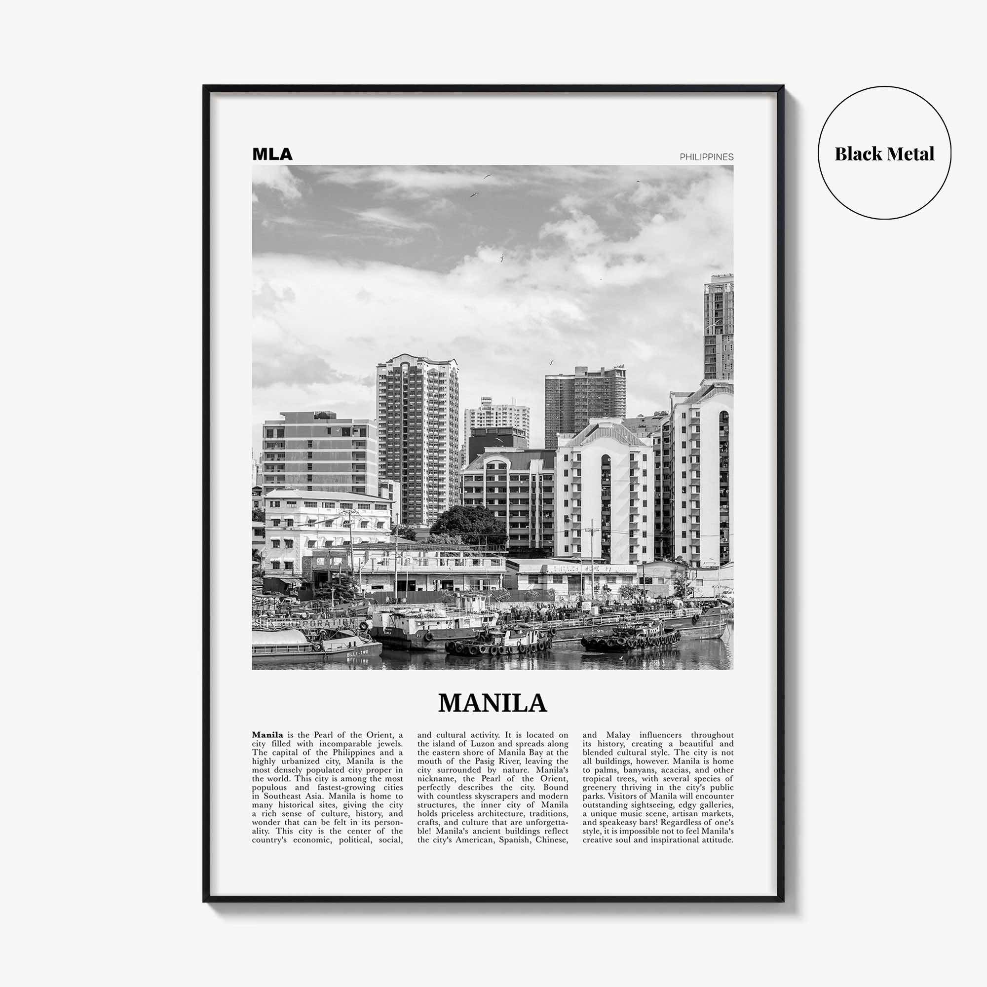 Manila Print Black and White No 3, Manila Wall Art, Manila Poster, Manila Photo, Manila Wall Decor, Philippines, Lungsod ng Maynilà, Asia