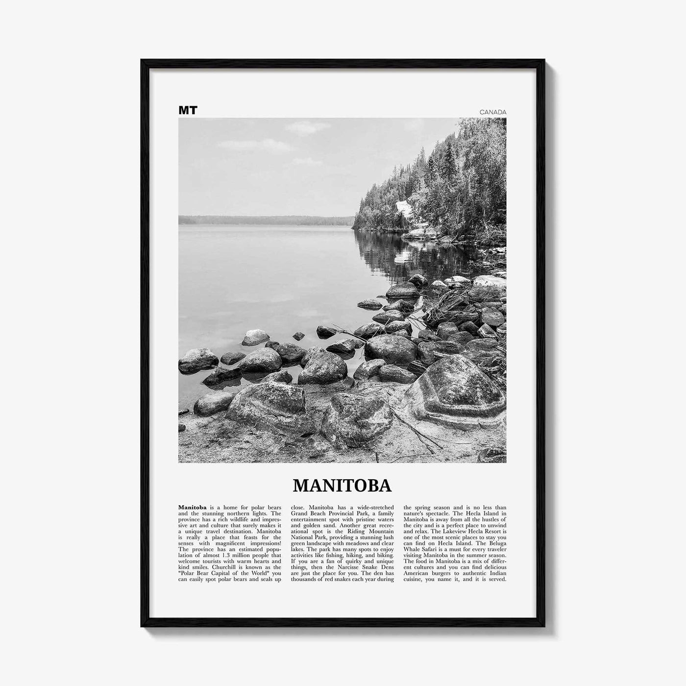 Manitoba Print Black and White, Manitoba Wall Art, Manitoba Poster, Manitoba Photo, Manitoba Wall Décor, Winnipeg, Canada, Hudson Bay