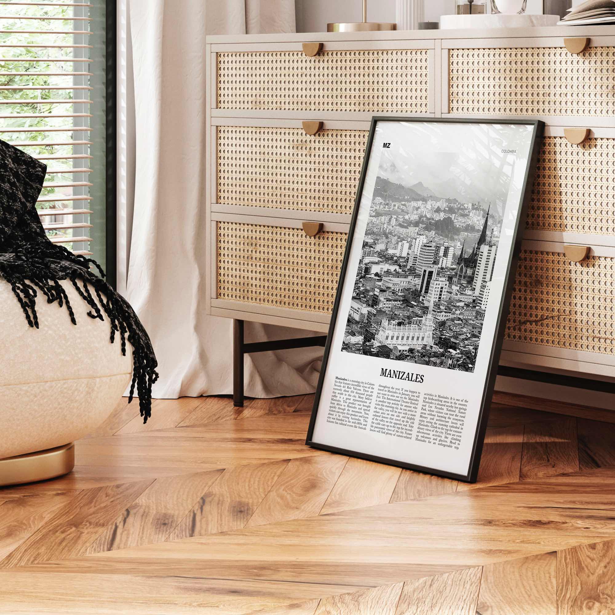 Manizales Print Black and White, Manizales Wall Art, Manizales Poster, Manizales Photo, Manizales Wall Décor, Manizales Map, Colombia