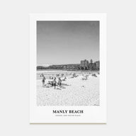 Manly Beach Portrait B&W Poster