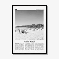 Manly Beach Print Black and White, Manly Beach Wall Art, Manly Beach Poster, Manly Beach Photo, Sydney, New South Wales, Australia