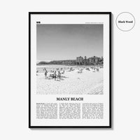 Manly Beach Print Black and White, Manly Beach Wall Art, Manly Beach Poster, Manly Beach Photo, Sydney, New South Wales, Australia