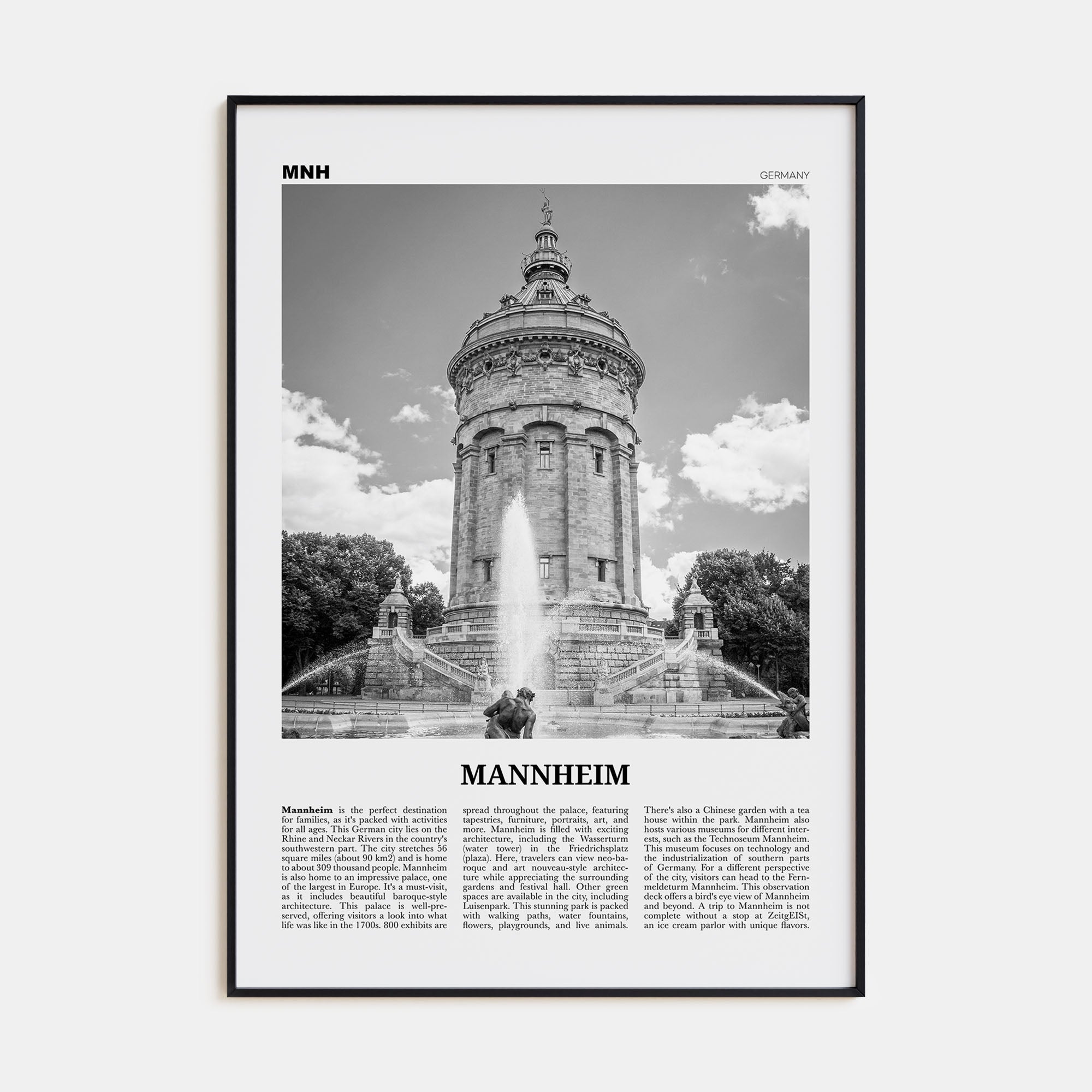 Mannheim Travel B&W Poster