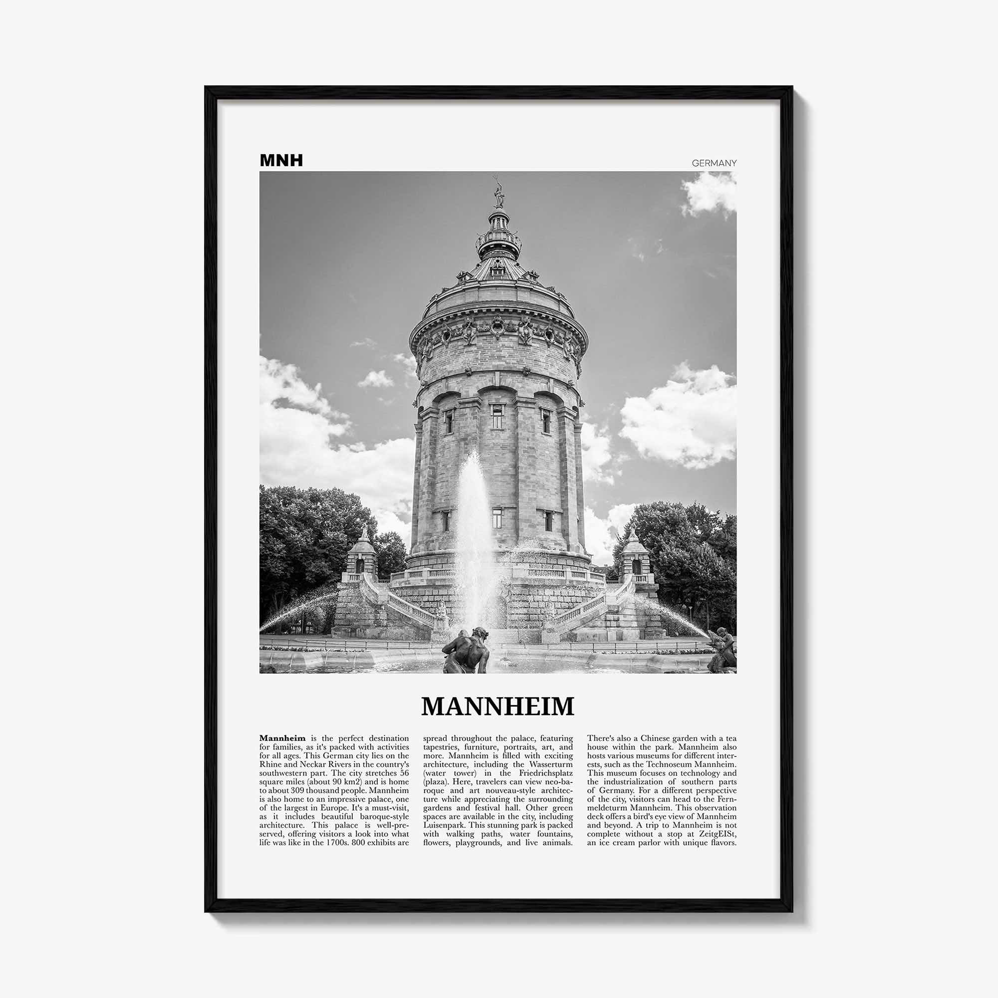 Mannheim Print Black and White, Mannheim Wall Art, Mannheim Poster, Mannheim Photo, Mannheim Wall Décor, Mannheim Map, Germany