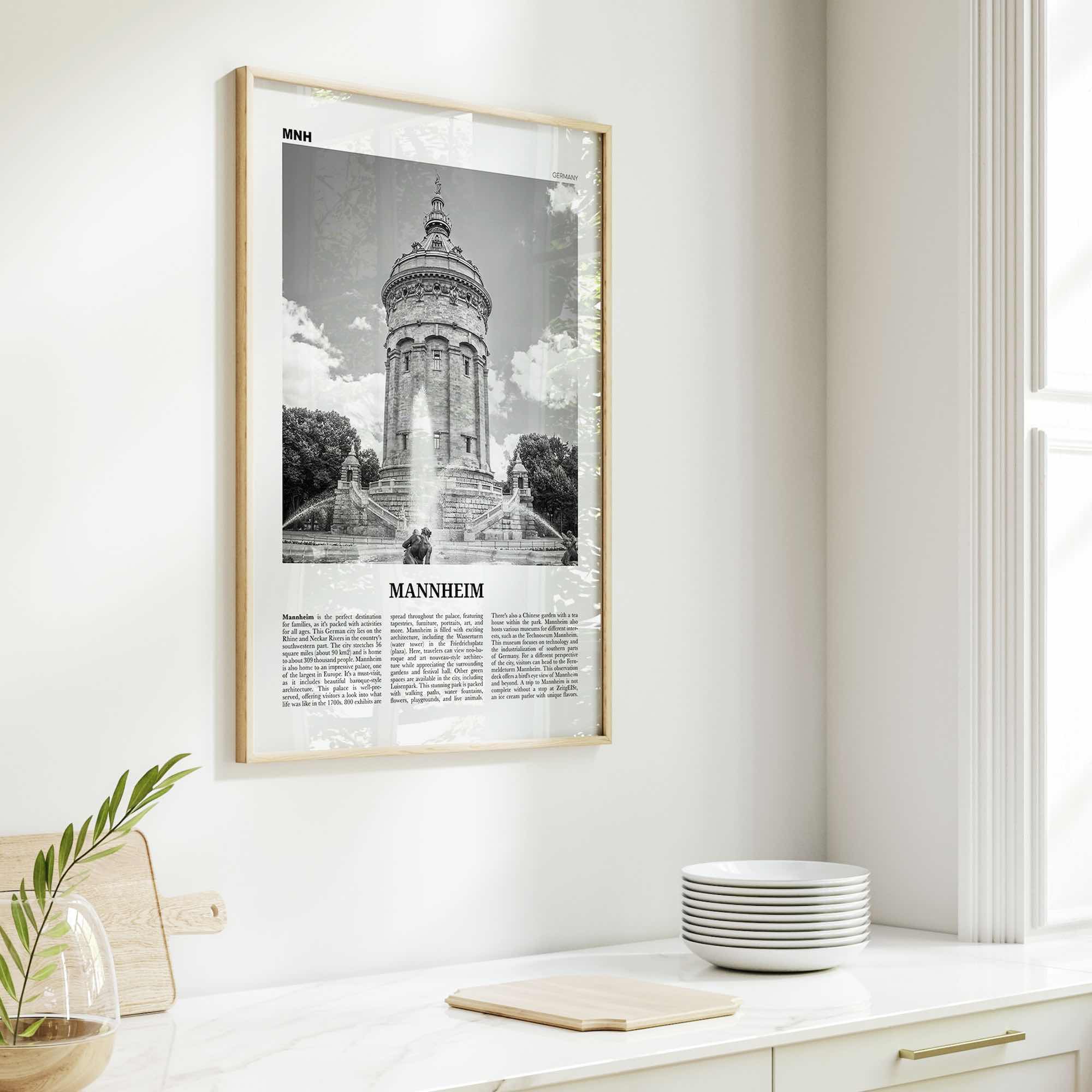 Mannheim Print Black and White, Mannheim Wall Art, Mannheim Poster, Mannheim Photo, Mannheim Wall Décor, Mannheim Map, Germany