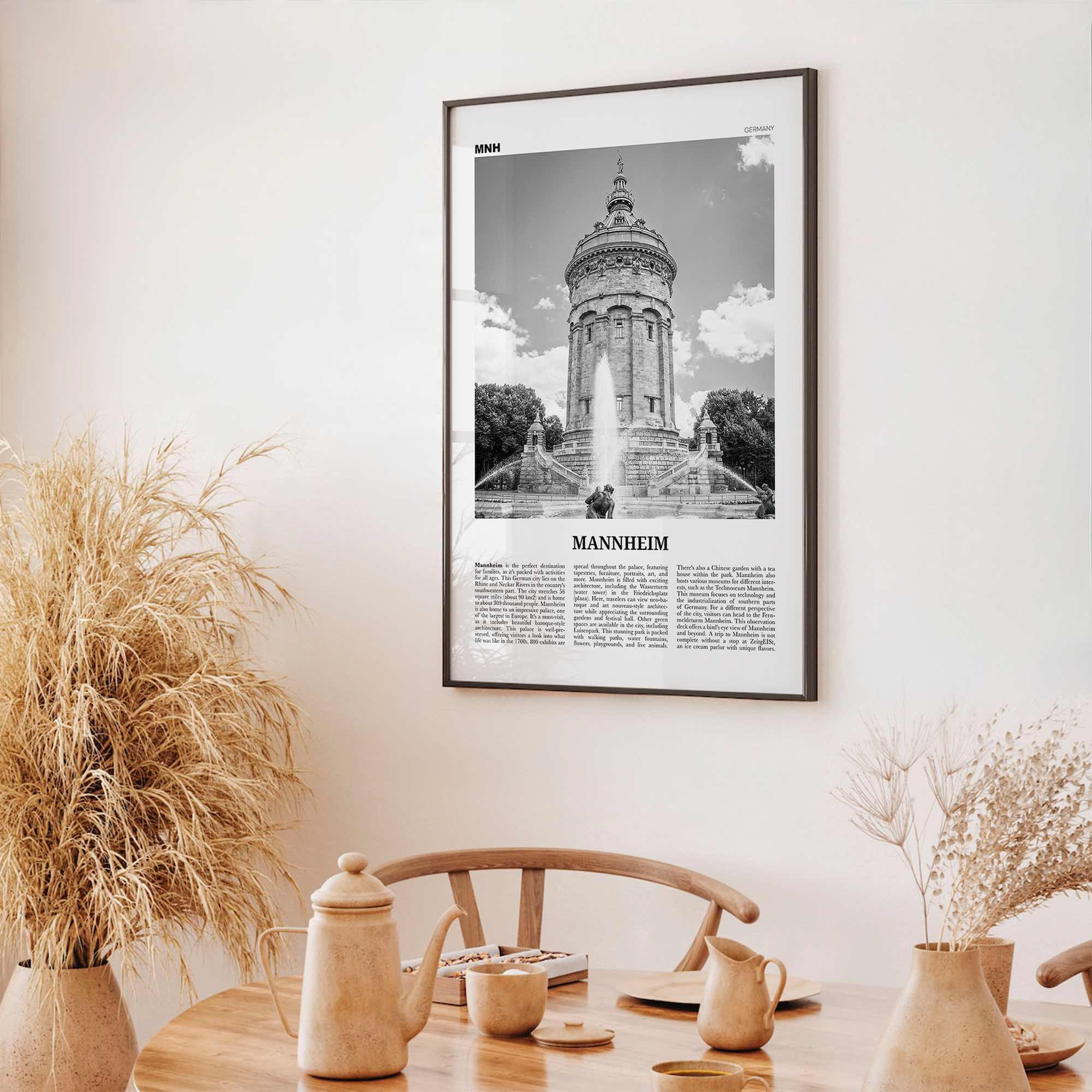 Mannheim Print Black and White, Mannheim Wall Art, Mannheim Poster, Mannheim Photo, Mannheim Wall Décor, Mannheim Map, Germany