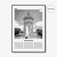 Mannheim Print Black and White, Mannheim Wall Art, Mannheim Poster, Mannheim Photo, Mannheim Wall Décor, Mannheim Map, Germany