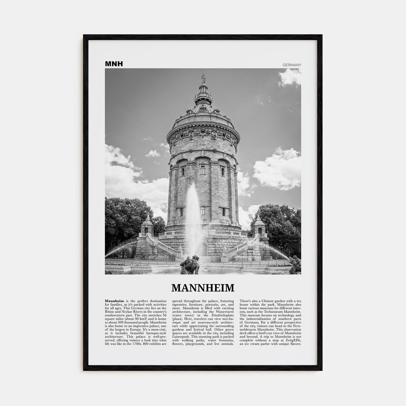 Mannheim Travel B&W Poster