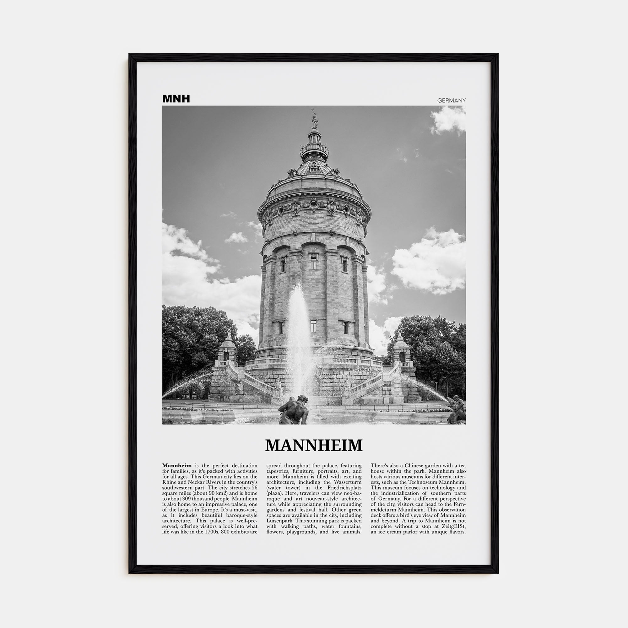 Mannheim Travel B&W Poster