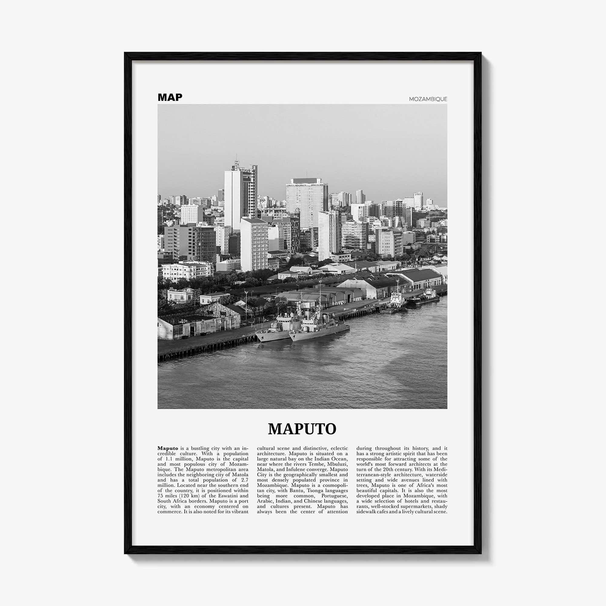 Maputo Print Black and White, Maputo Wall Art, Maputo Poster, Maputo Photo, Maputo Wall Decor, Mozambique, Lourenço, Marques, Africa