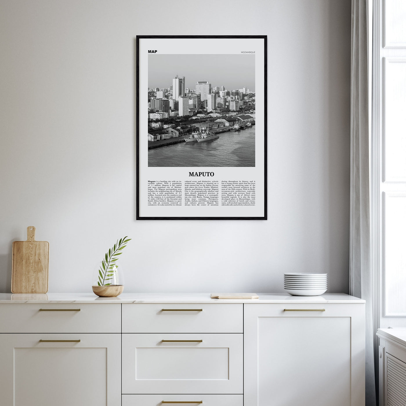 Maputo Travel B&W Poster