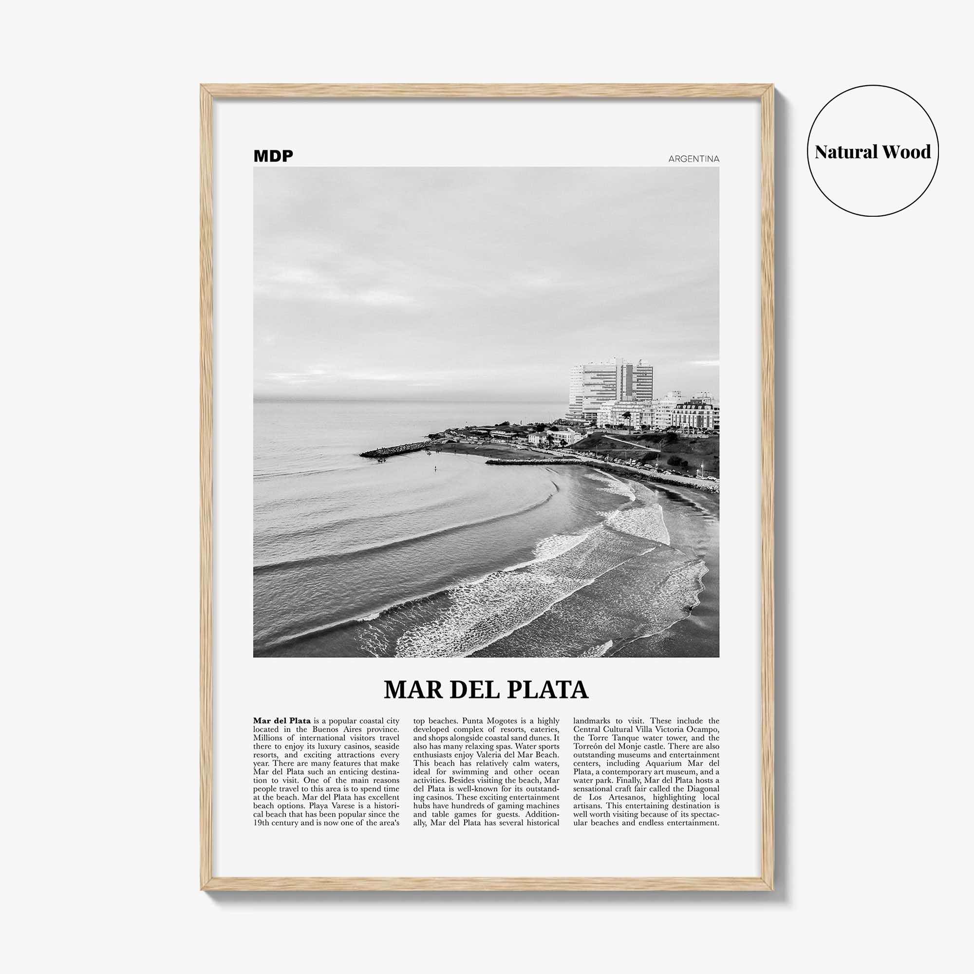 Mar del Plata Print Black and White, Mar del Plata Wall Art, Mar del Plata Poster, Mar del Plata Photo, Mar del Plata Map, Argentina