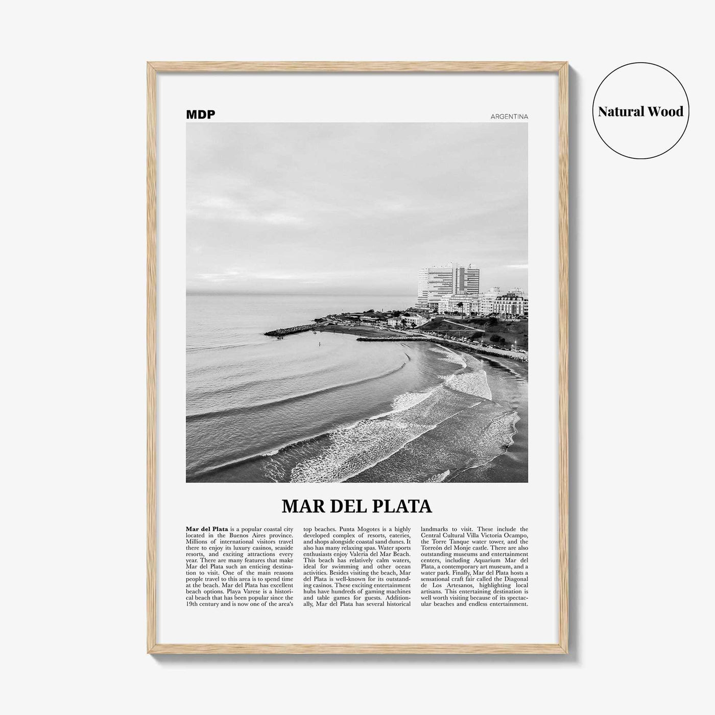 Mar del Plata Print Black and White, Mar del Plata Wall Art, Mar del Plata Poster, Mar del Plata Photo, Mar del Plata Map, Argentina