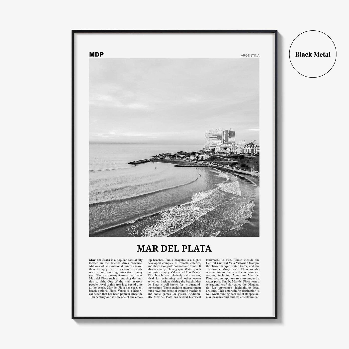 Mar del Plata Print Black and White, Mar del Plata Wall Art, Mar del Plata Poster, Mar del Plata Photo, Mar del Plata Map, Argentina
