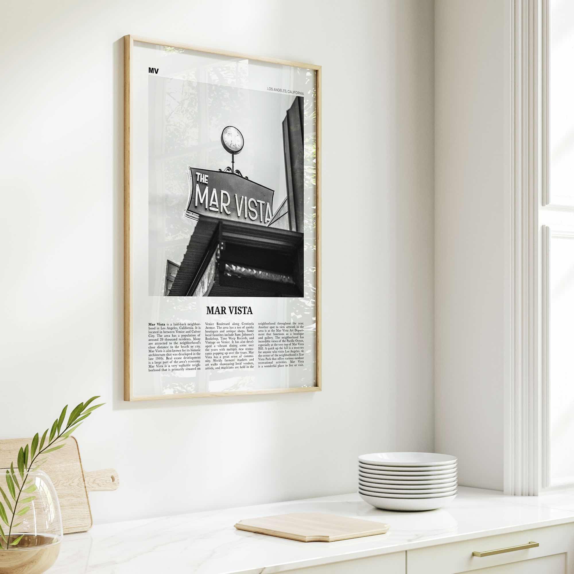 Mar Vista Print Black and White, Mar Vista Wall Art, Mar Vista Poster, Mar Vista Photo, Mar Vista Wall Décor, Los Angeles, California, USA