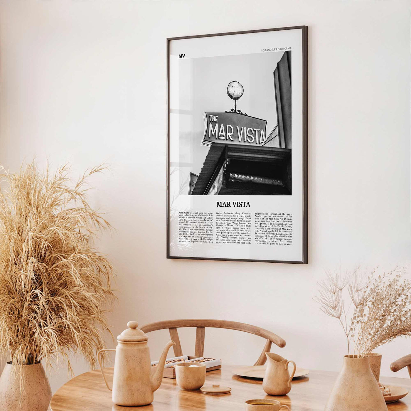 Mar Vista Print Black and White, Mar Vista Wall Art, Mar Vista Poster, Mar Vista Photo, Mar Vista Wall Décor, Los Angeles, California, USA