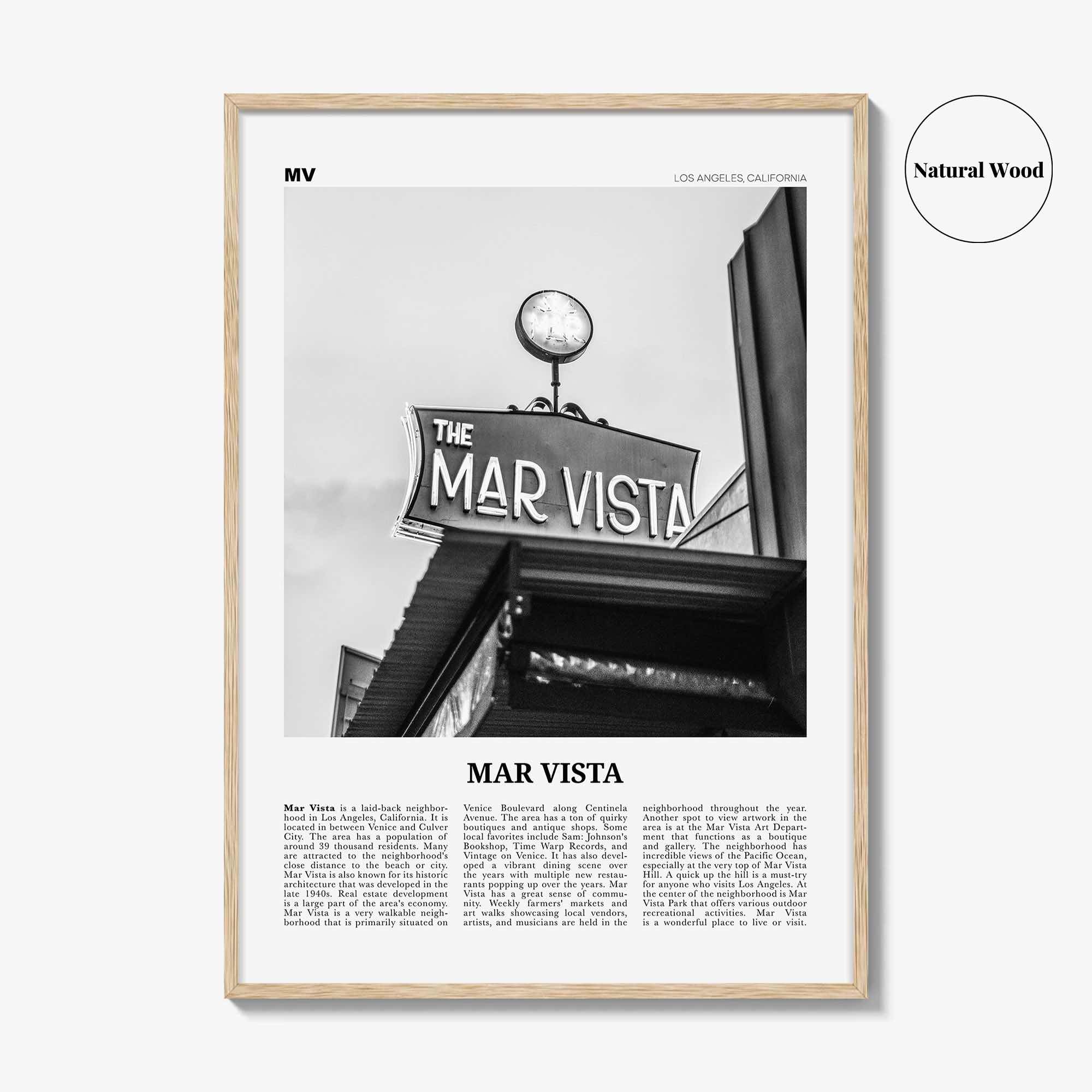 Mar Vista Print Black and White, Mar Vista Wall Art, Mar Vista Poster, Mar Vista Photo, Mar Vista Wall Décor, Los Angeles, California, USA