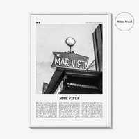Mar Vista Print Black and White, Mar Vista Wall Art, Mar Vista Poster, Mar Vista Photo, Mar Vista Wall Décor, Los Angeles, California, USA