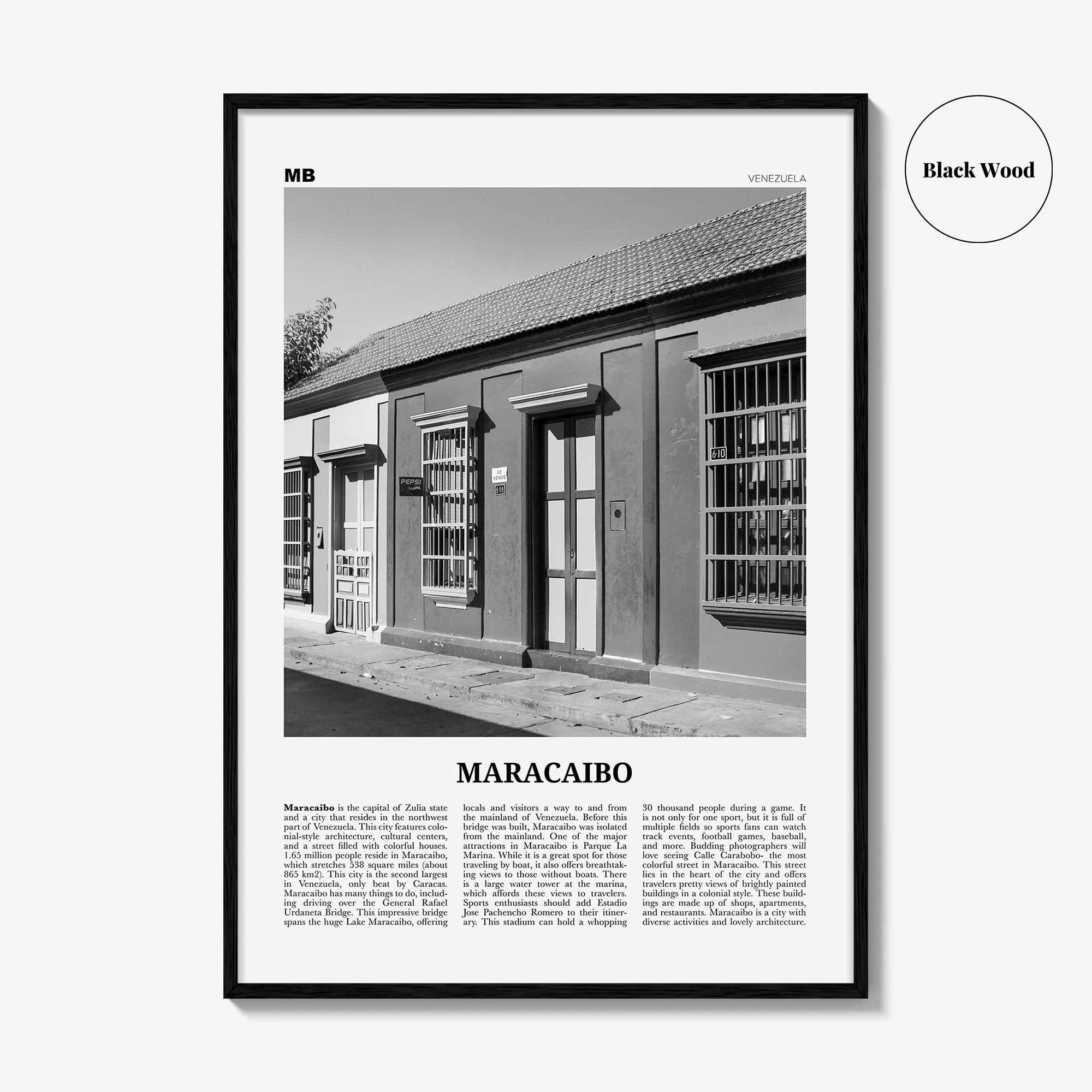 Maracaibo Print Black and White, Maracaibo Wall Art, Maracaibo Poster, Maracaibo Photo, Maracaibo Wall Décor, Maracaibo Map, Venezuela