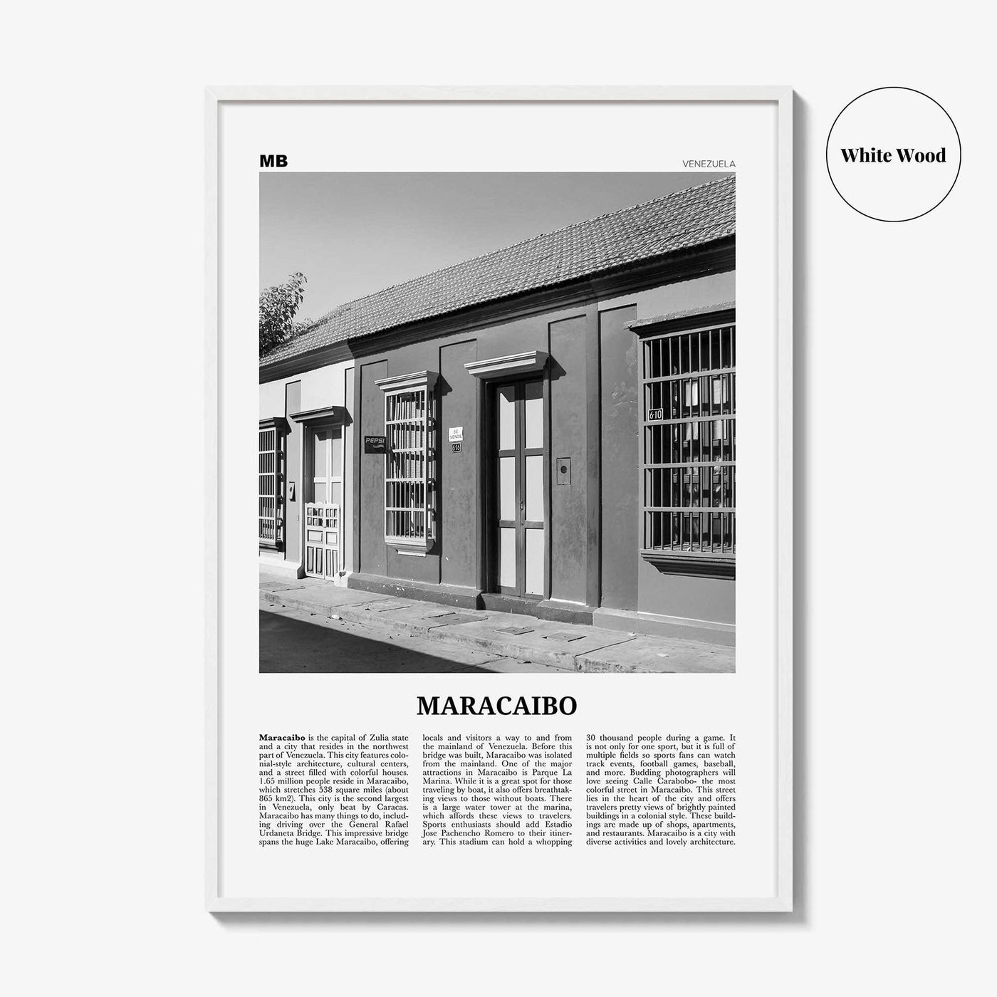 Maracaibo Print Black and White, Maracaibo Wall Art, Maracaibo Poster, Maracaibo Photo, Maracaibo Wall Décor, Maracaibo Map, Venezuela