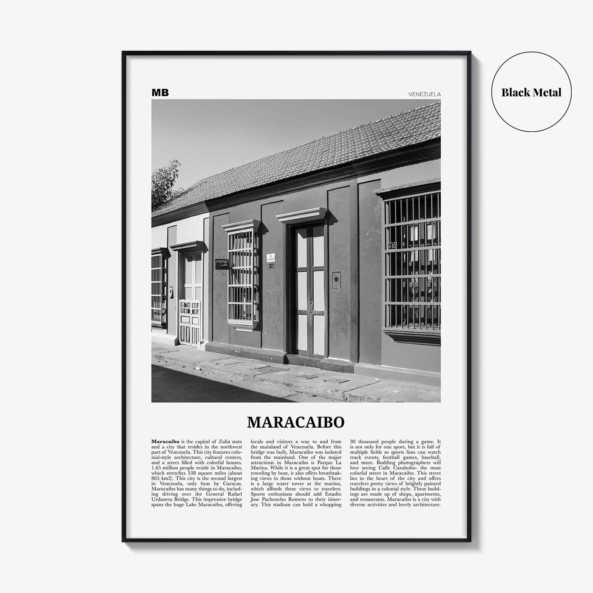Maracaibo Print Black and White, Maracaibo Wall Art, Maracaibo Poster, Maracaibo Photo, Maracaibo Wall Décor, Maracaibo Map, Venezuela