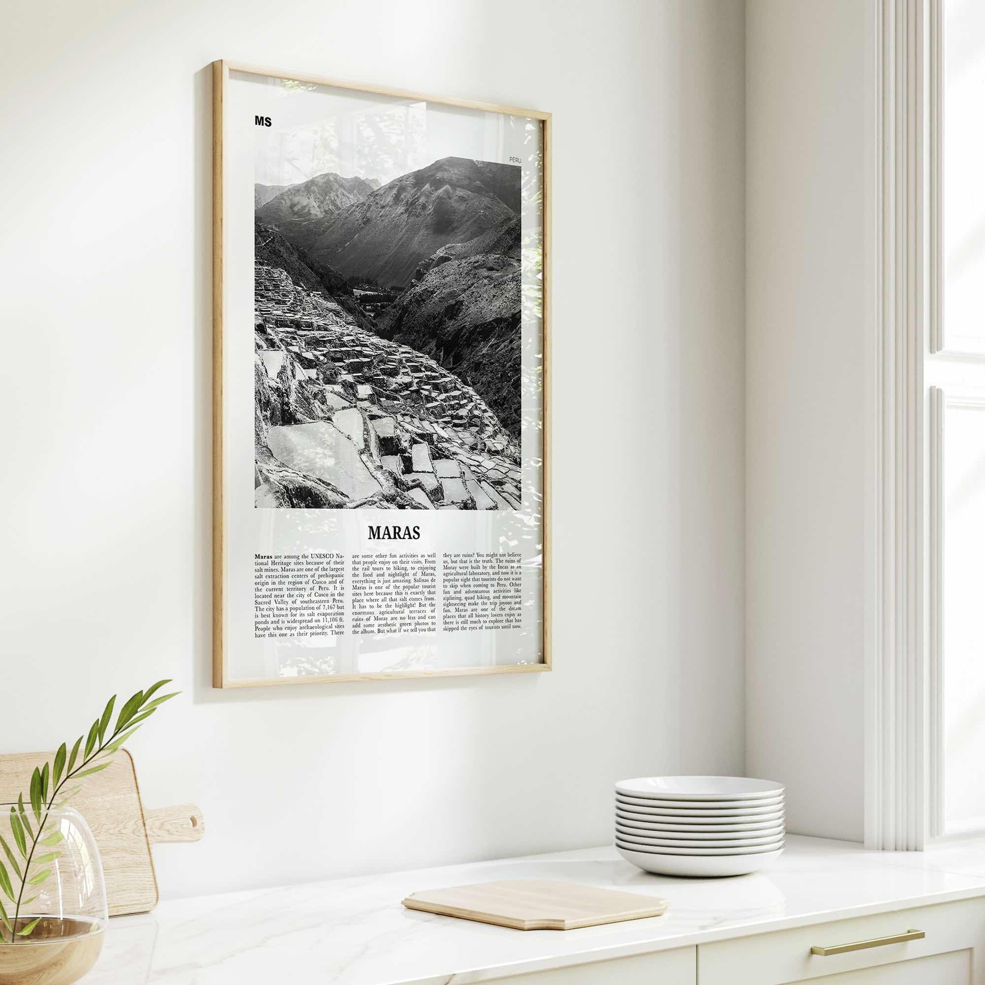 Maras Print Black and White, Maras Wall Art, Maras Poster, Maras Photo, Maras Wall Décor, Maras Map, Peru